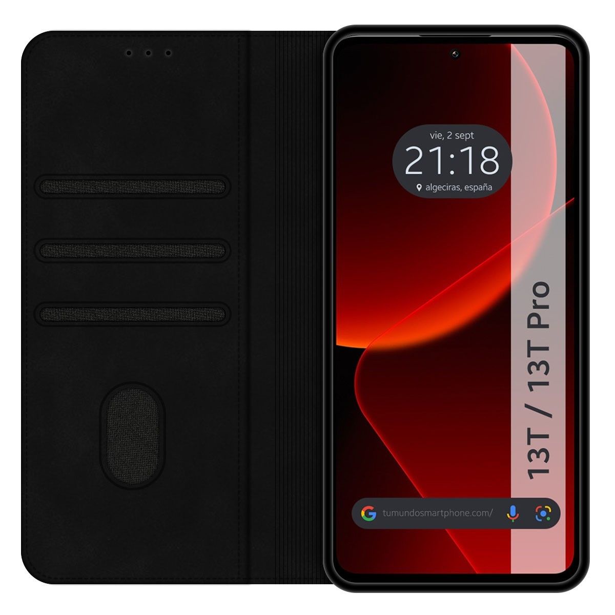 Funda Polipiel con tarjetero para Xiaomi 13T / 13T Pro 5G color Negra