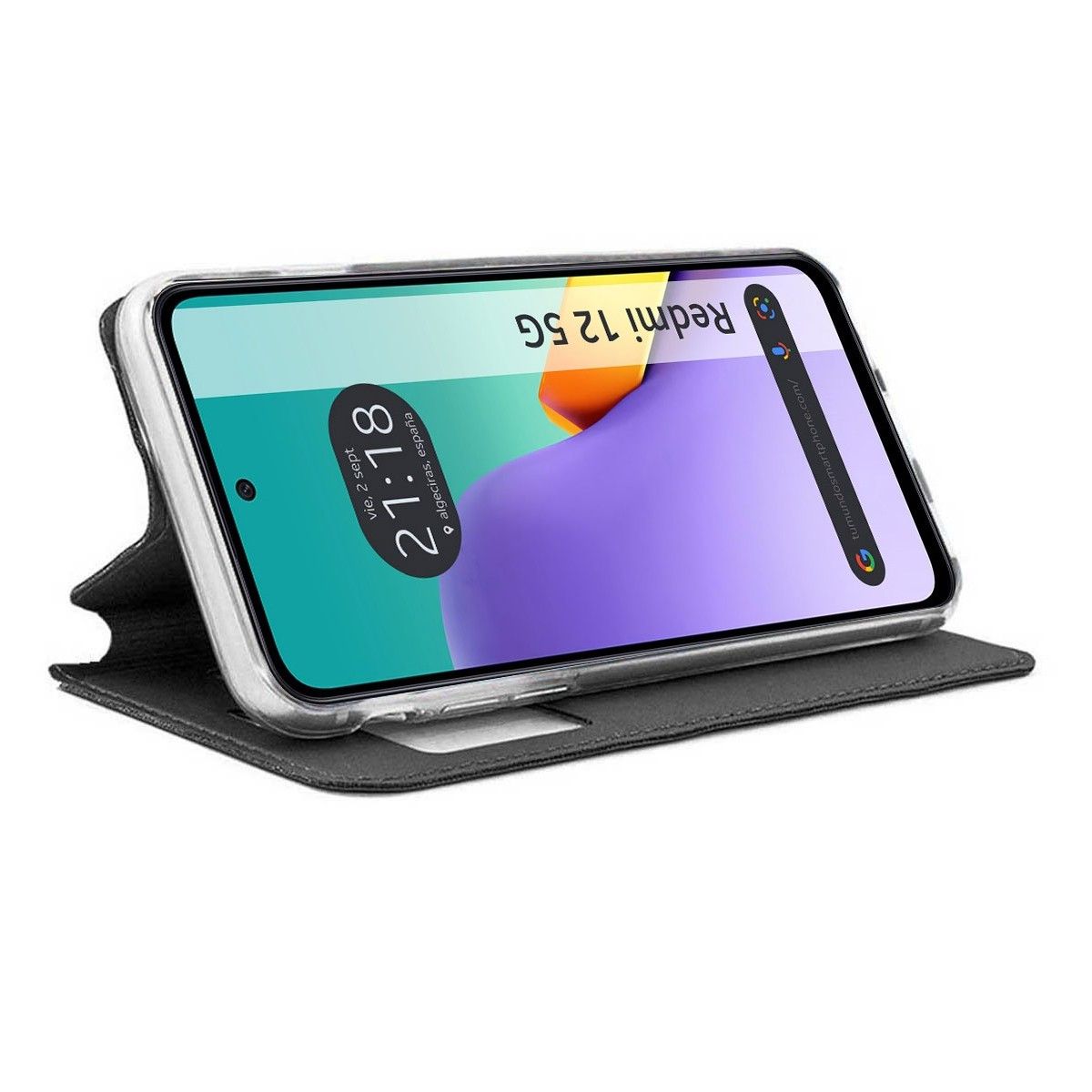 Funda Libro Soporte con Ventana para Xiaomi Redmi 12 5G color Negra