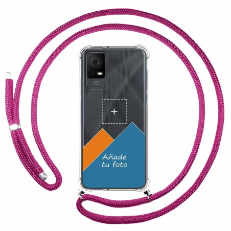 Personaliza tu Funda Colgante Transparente para TCL 406 con Cordon Rosa Fucsia Dibujo Personalizada