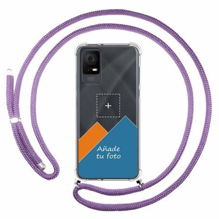 Personaliza tu Funda Colgante Transparente para TCL 406 con Cordon Morado Dibujo Personalizada
