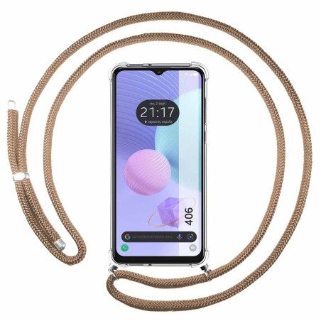 Funda Colgante Transparente para TCL 406 con Cordon Camel