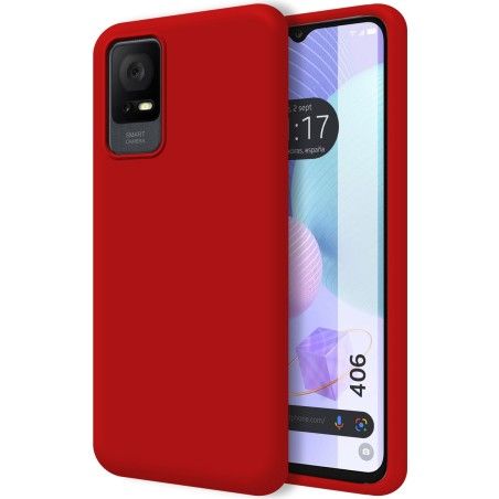 Funda Silicona Líquida Ultra Suave para TCL 406 Color Roja