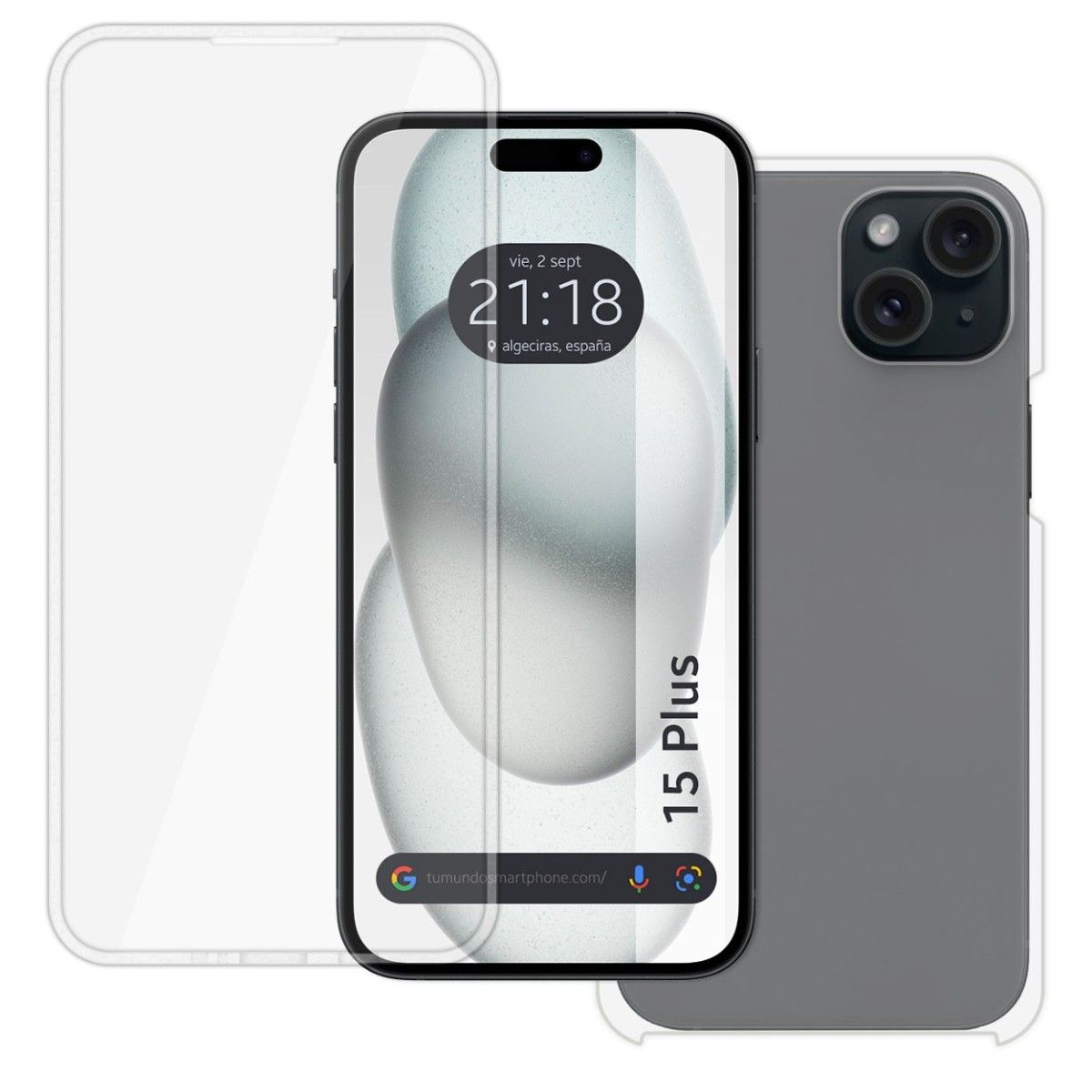 Funda Doble Transparente Pc + Tpu Full Body 360 para Iphone 15 Plus (6.7)