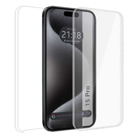 Funda Doble Transparente Pc + Tpu Full Body 360 para Iphone 15 Pro (6.1)