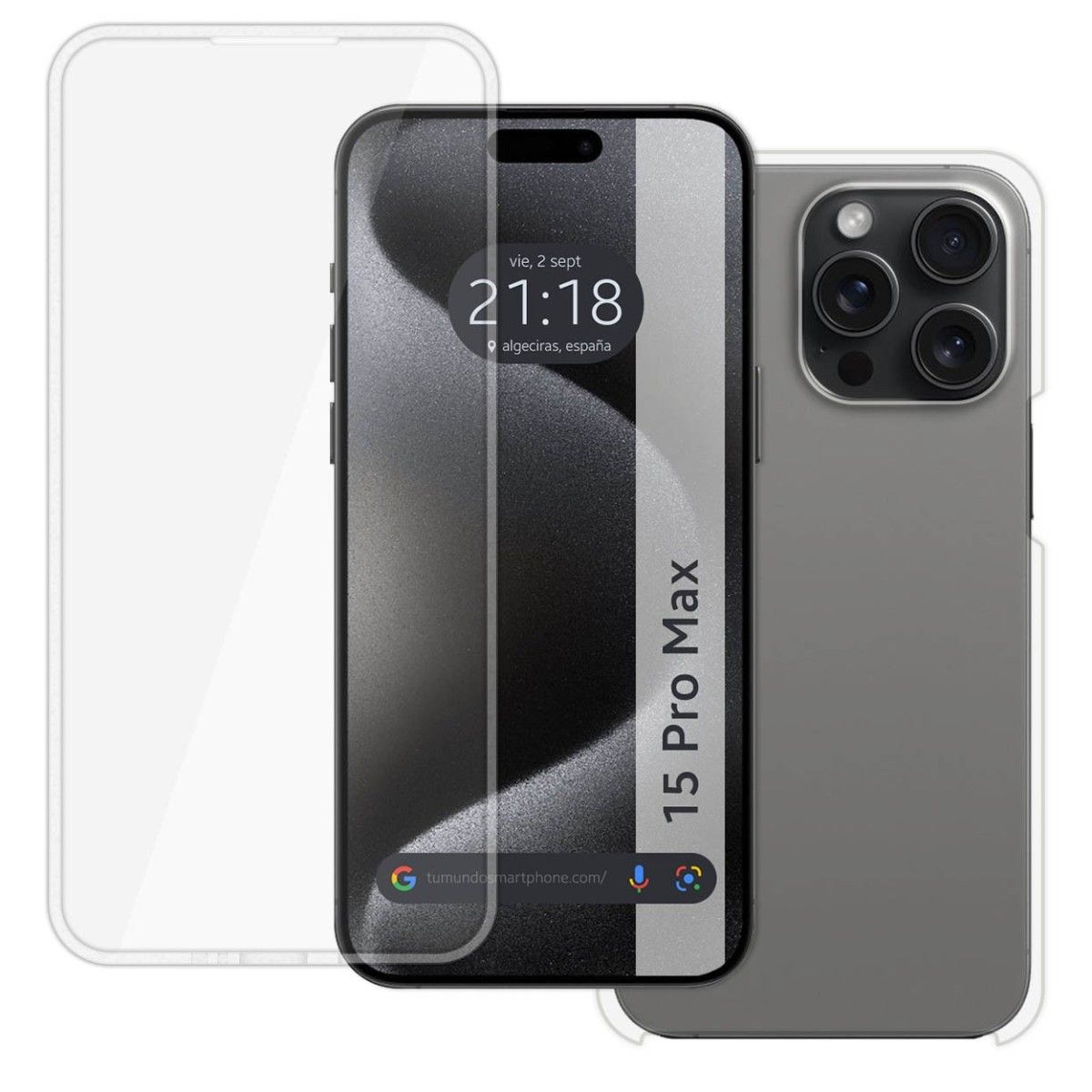 Funda Doble Transparente Pc + Tpu Full Body 360 para Iphone 15 Pro Max (6.7)