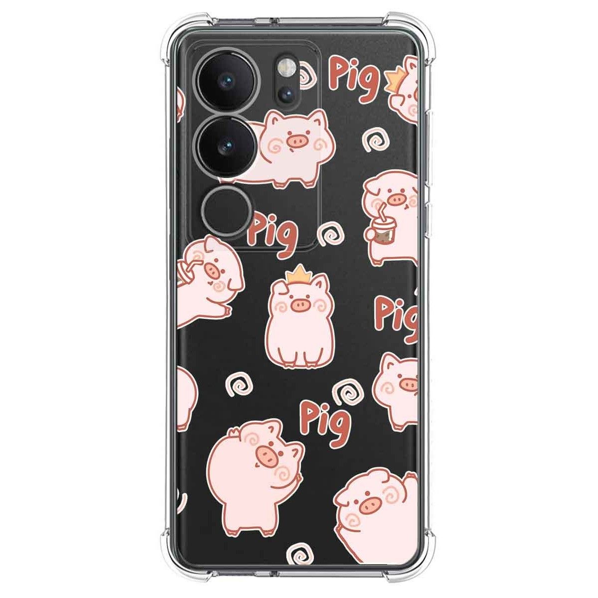 Funda Silicona Antigolpes para Vivo V29 5G diseño Cerdos Dibujos