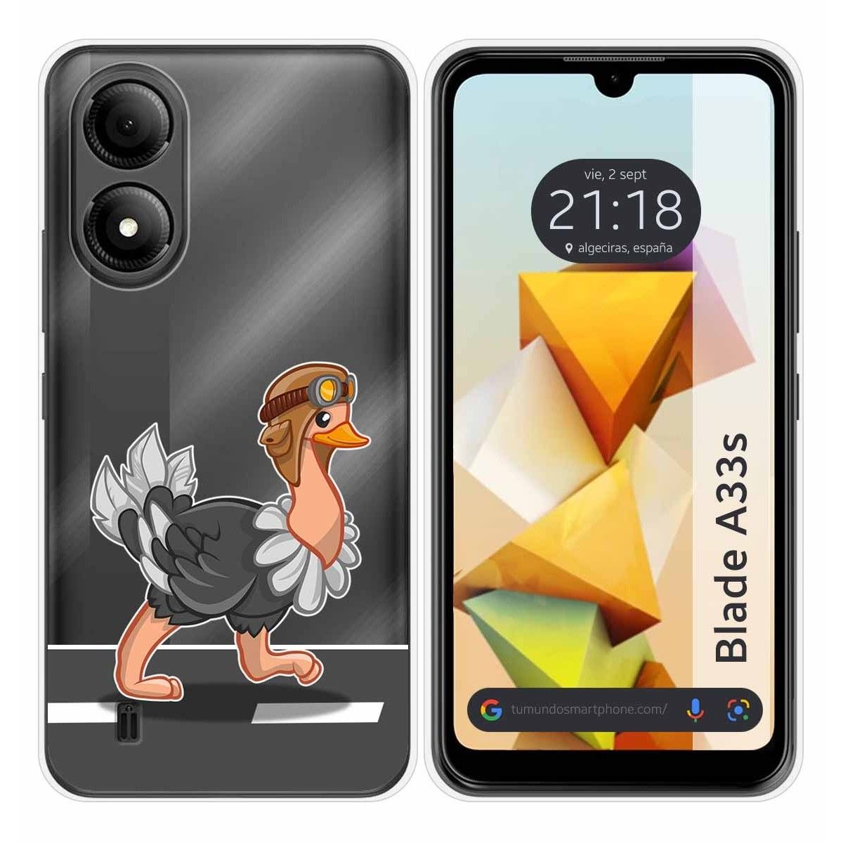 Funda Silicona Transparente para Zte Blade A33s diseño Avestruz Dibujos