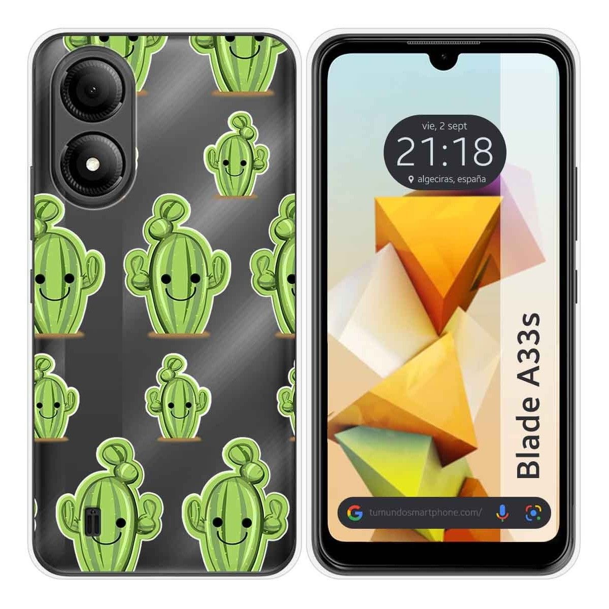 Funda Silicona Transparente para Zte Blade A33s diseño Cactus Dibujos