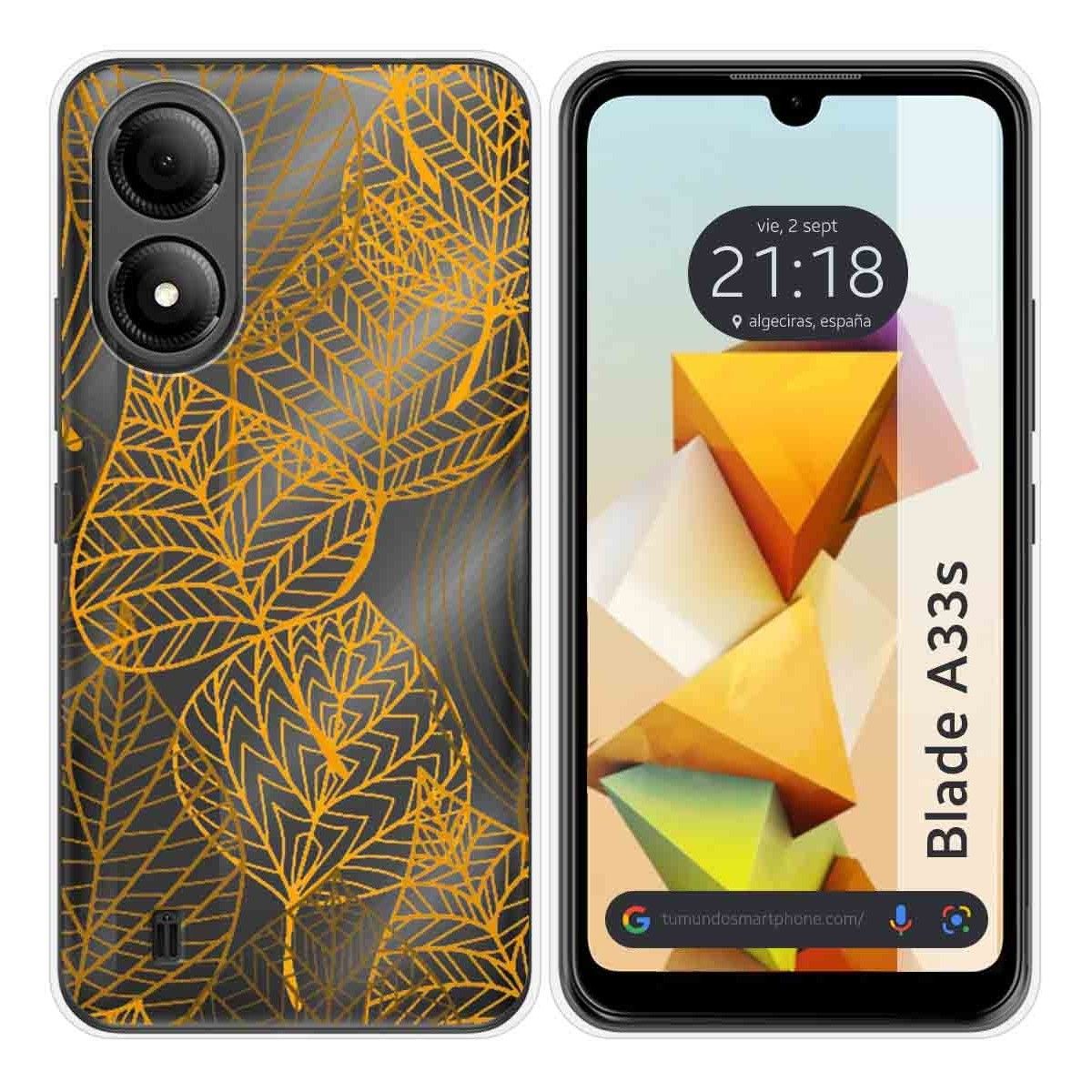 Funda Silicona Transparente para Zte Blade A33s diseño Hojas Dibujos
