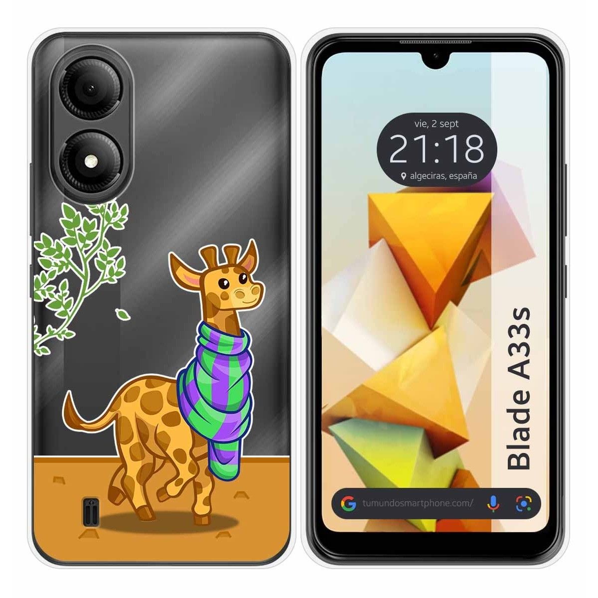 Funda Silicona Transparente para Zte Blade A33s diseño Jirafa Dibujos