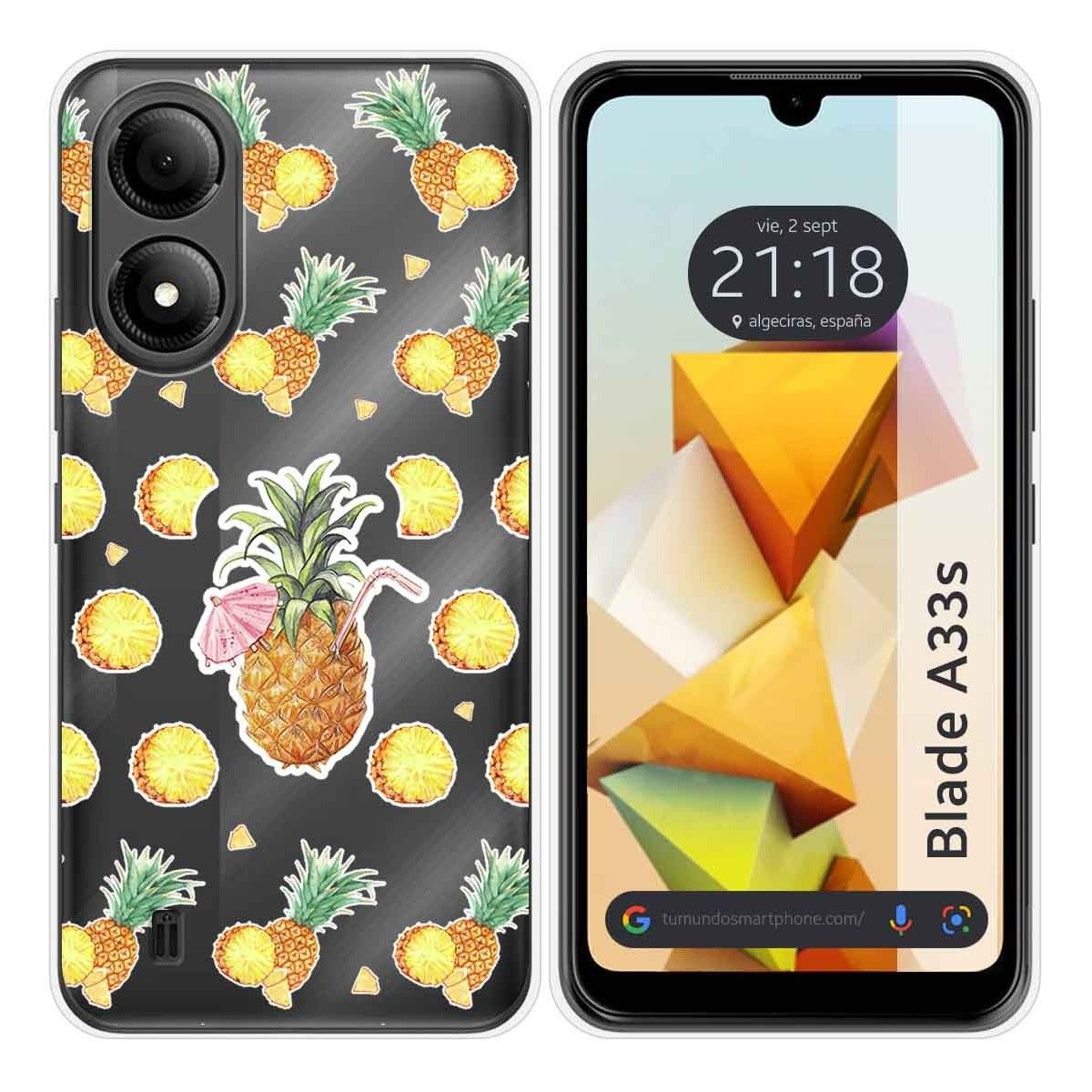 Funda Silicona Transparente para Zte Blade A33s diseño Piña Dibujos