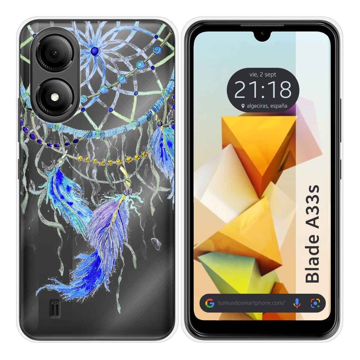 Funda Silicona Transparente para Zte Blade A33s diseño Plumas Dibujos