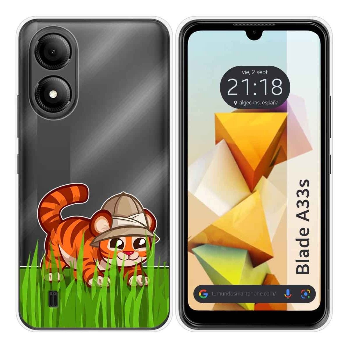 Funda Silicona Transparente para Zte Blade A33s diseño Tigre Dibujos