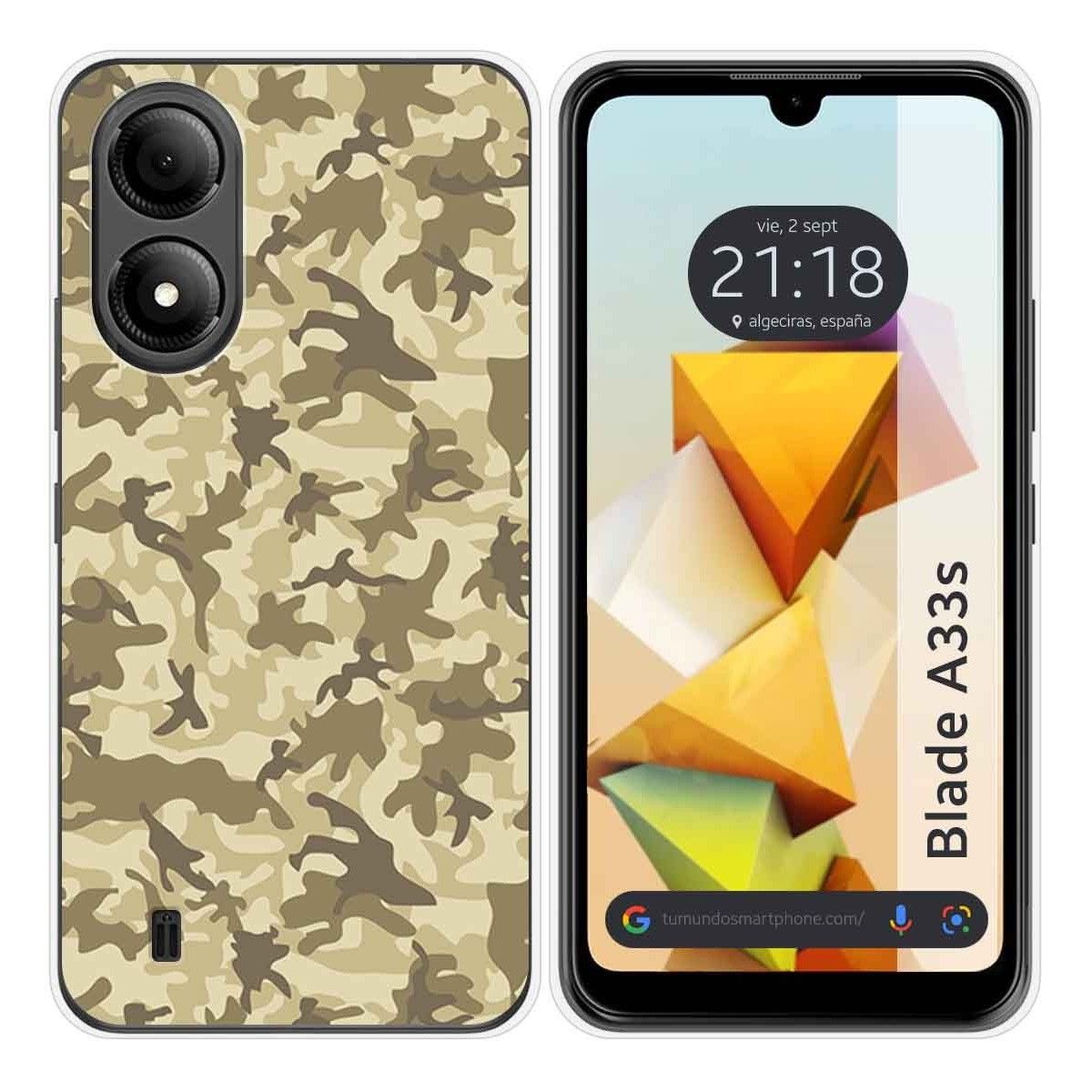 Funda Silicona para Zte Blade A33s diseño Sand Camuflaje Dibujos