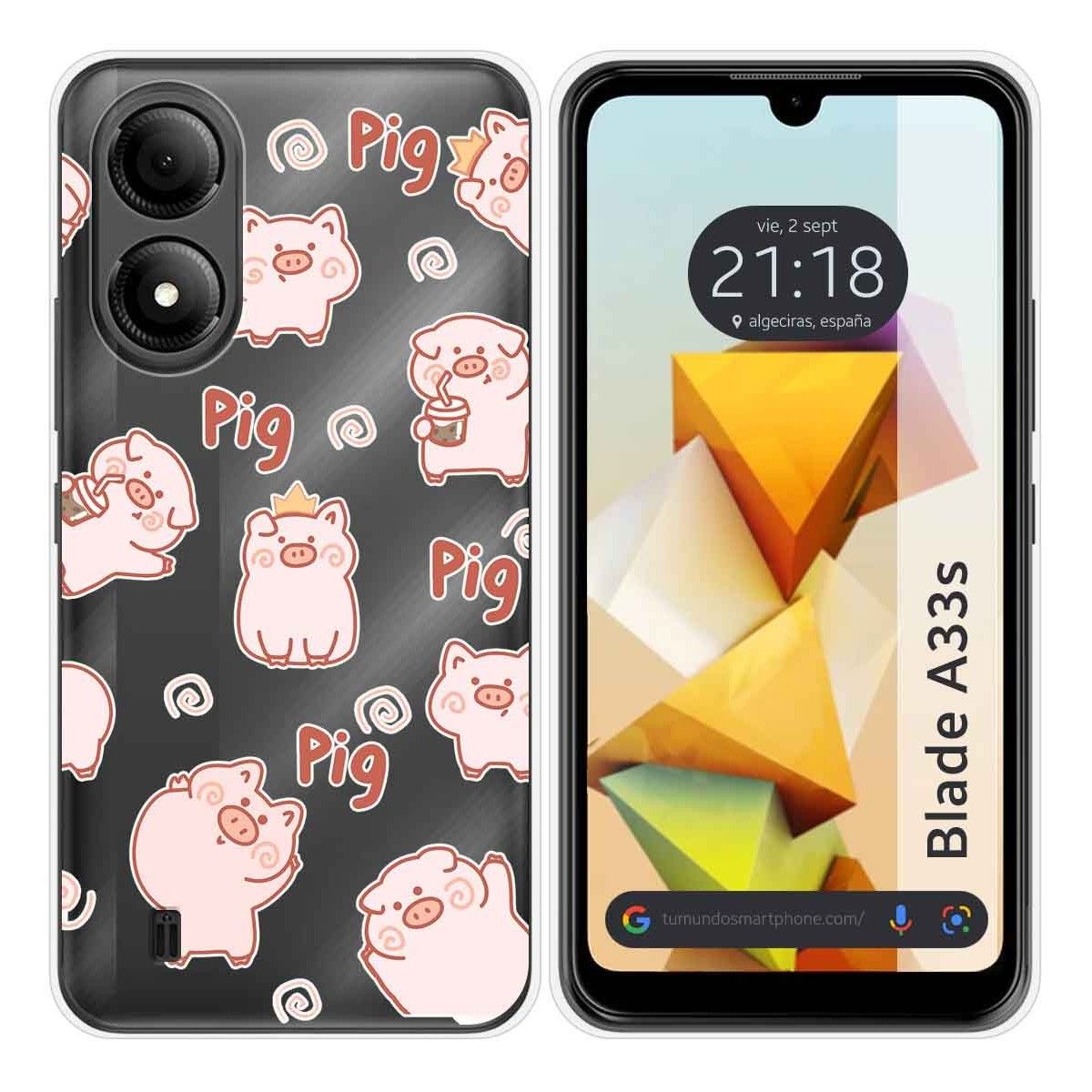 Funda Silicona para Zte Blade A33s diseño Cerdos Dibujos
