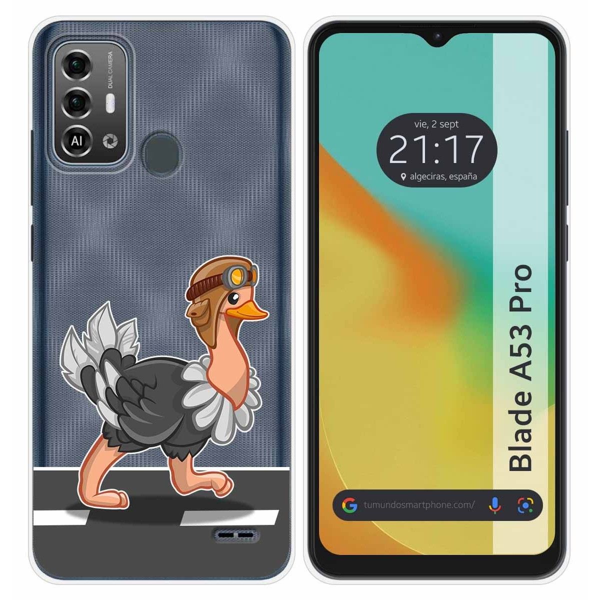 Funda Silicona Transparente para Zte Blade A53 Pro diseño Avestruz Dibujos