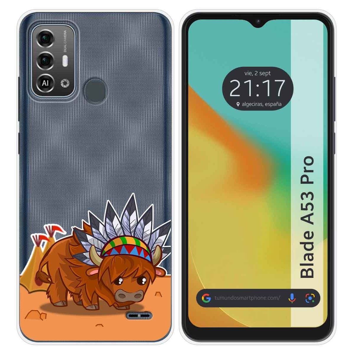 Funda Silicona Transparente para Zte Blade A53 Pro diseño Bufalo Dibujos
