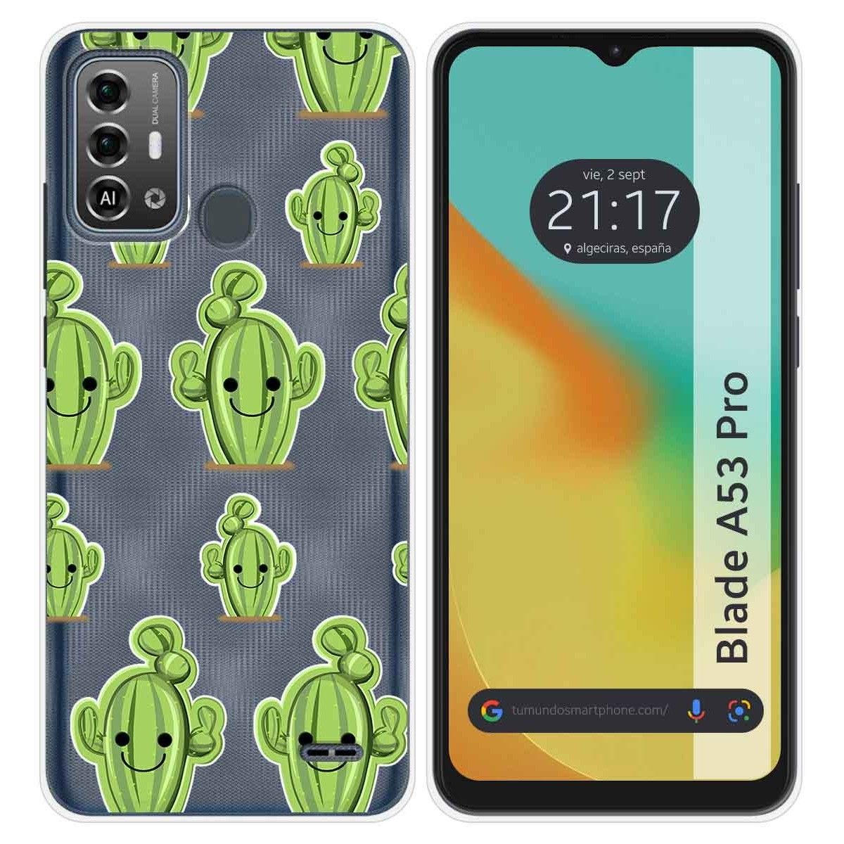 Funda Silicona Transparente para Zte Blade A53 Pro diseño Cactus Dibujos