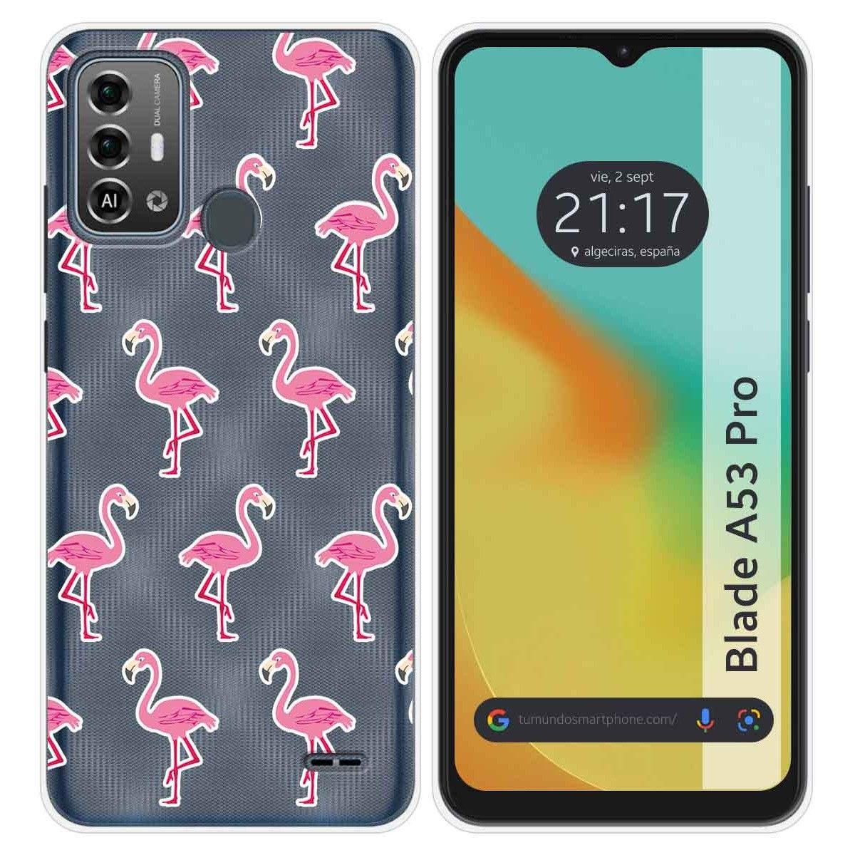 Funda Silicona Transparente para Zte Blade A53 Pro diseño Flamenco Dibujos