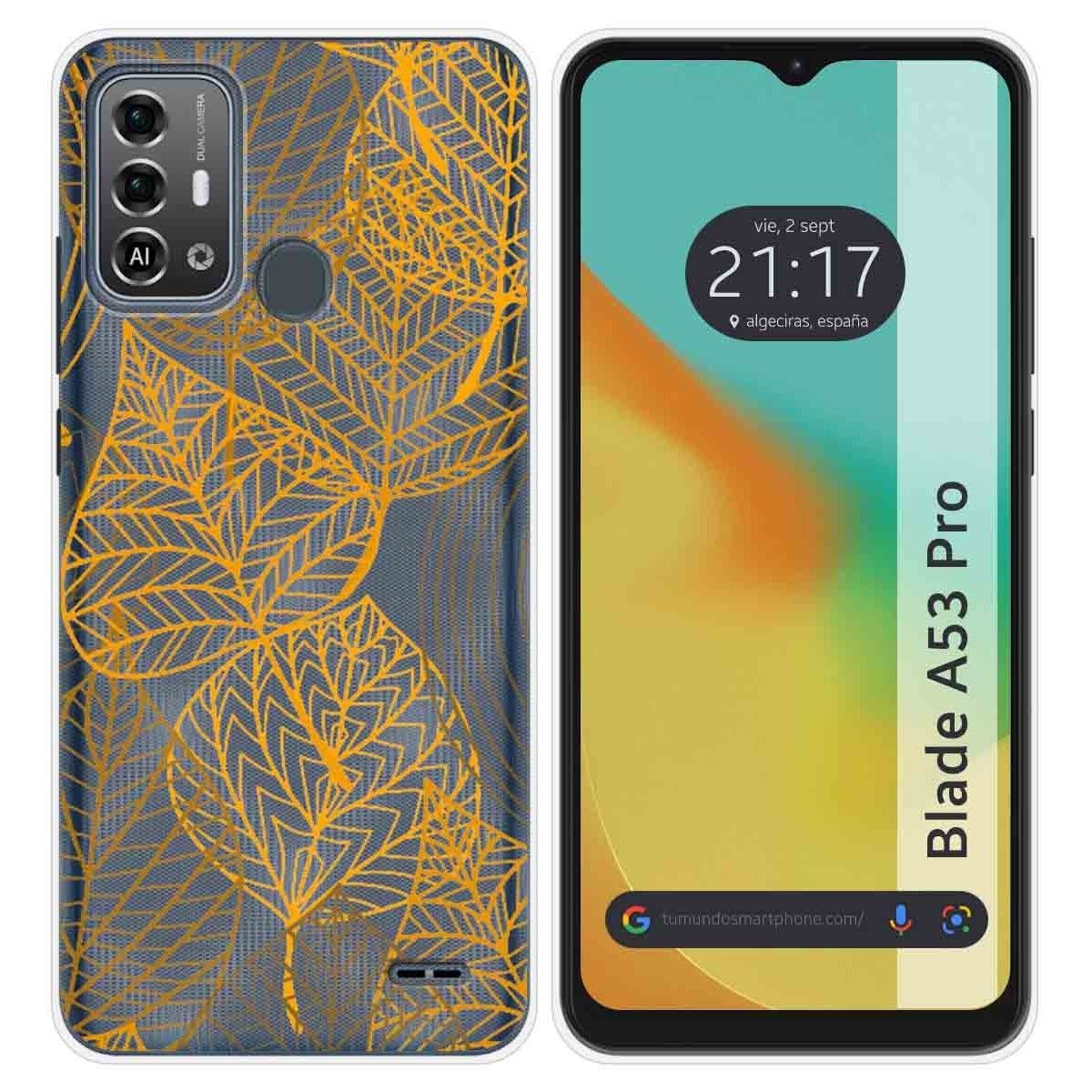 Funda Silicona Transparente para Zte Blade A53 Pro diseño Hojas Dibujos