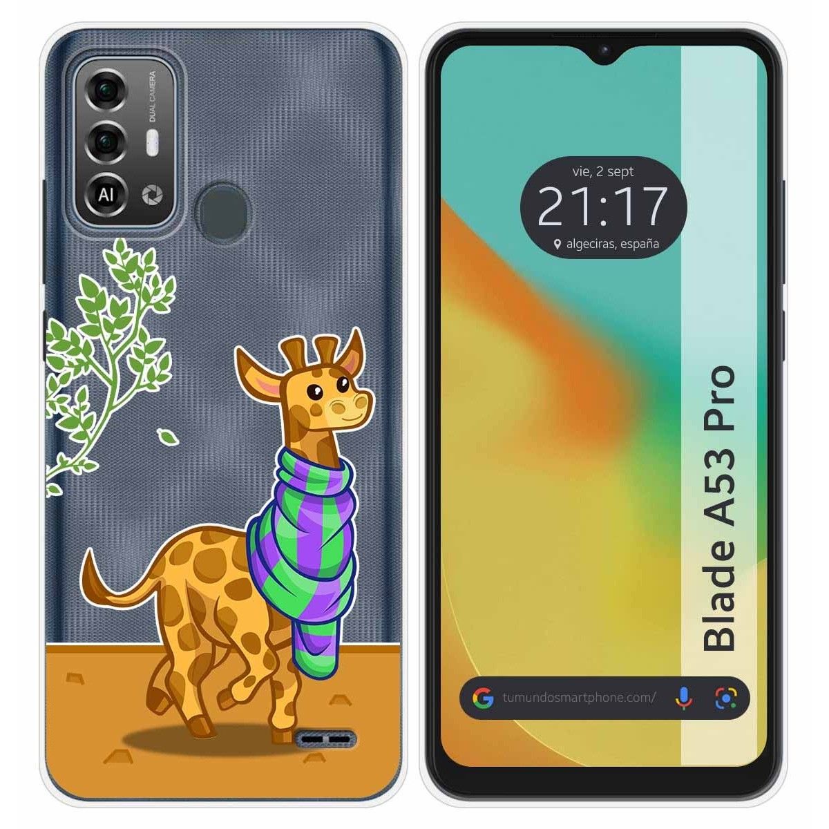 Funda Silicona Transparente para Zte Blade A53 Pro diseño Jirafa Dibujos
