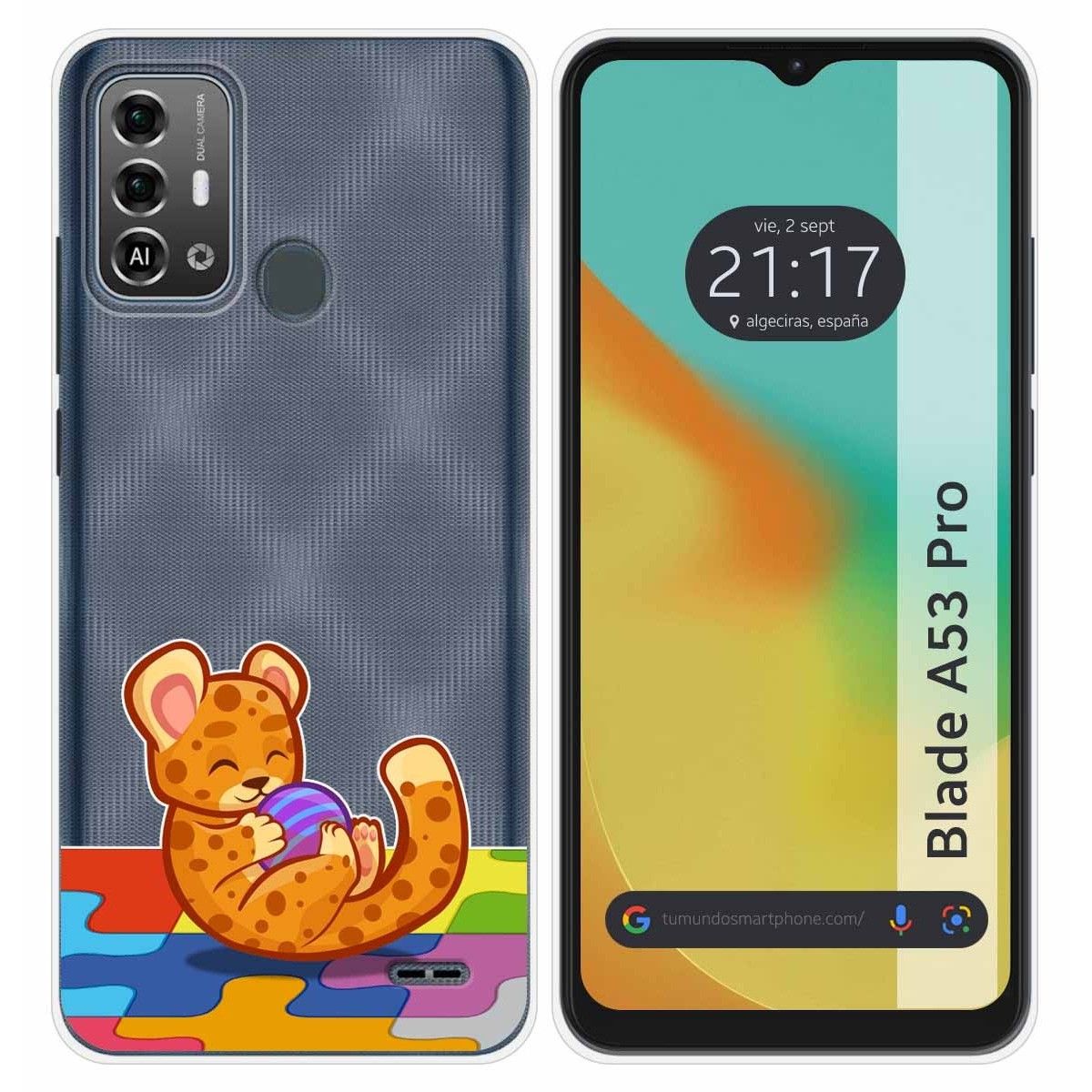Funda Silicona Transparente para Zte Blade A53 Pro diseño Leopardo Dibujos