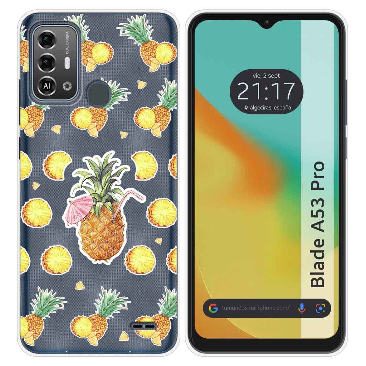 Funda Silicona Transparente para Zte Blade A53 Pro diseño Piña Dibujos