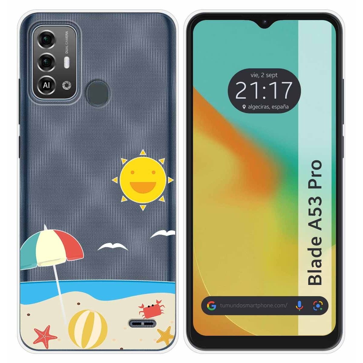 Funda Silicona Transparente para Zte Blade A53 Pro diseño Playa Dibujos
