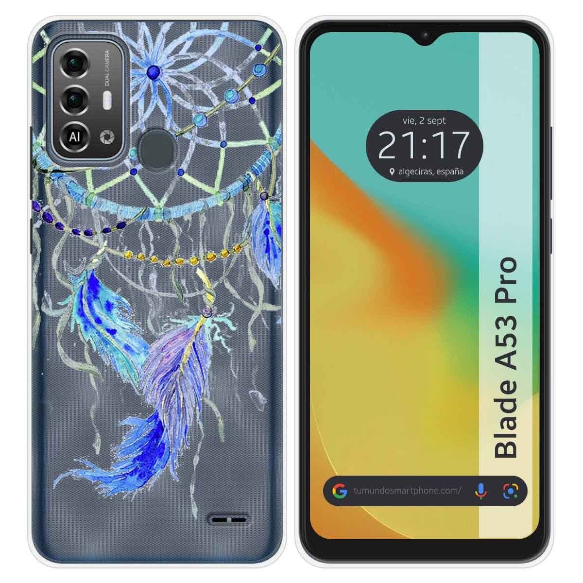 Funda Silicona Transparente para Zte Blade A53 Pro diseño Plumas Dibujos