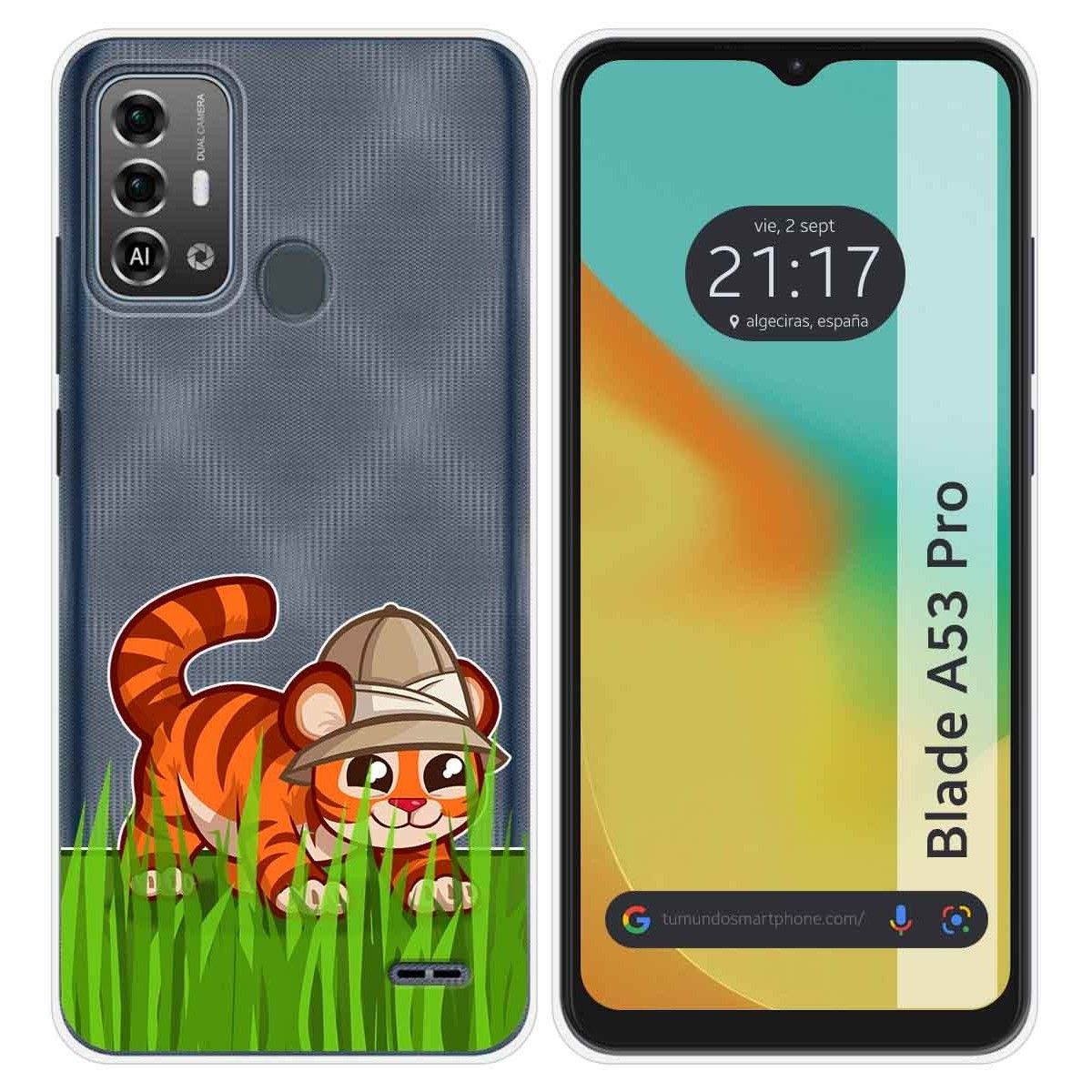 Funda Silicona Transparente para Zte Blade A53 Pro diseño Tigre Dibujos