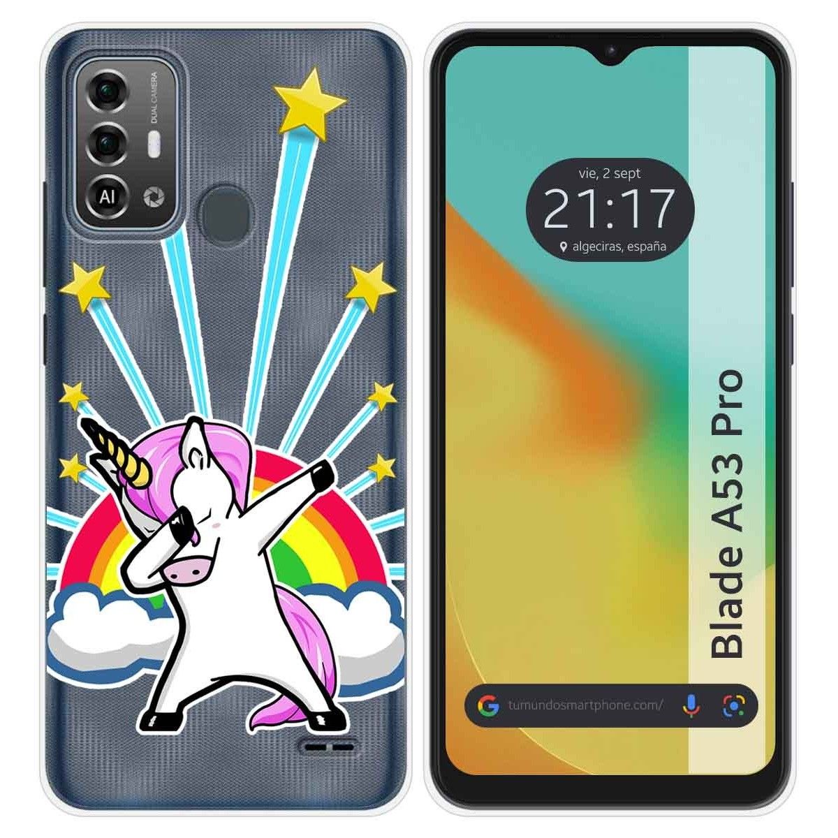 Funda Silicona Transparente para Zte Blade A53 Pro diseño Unicornio Dibujos