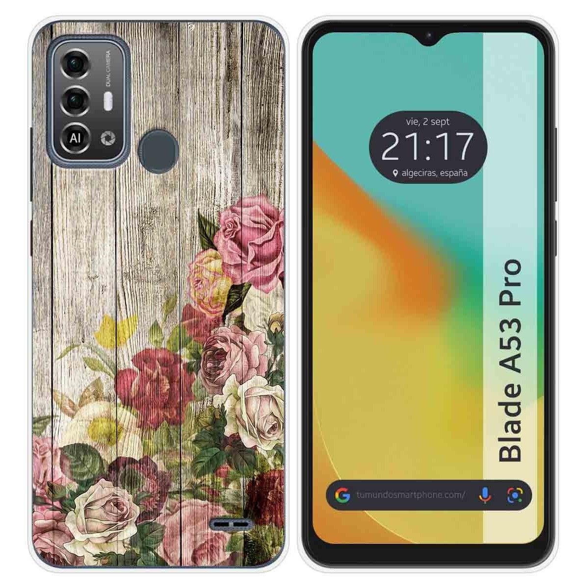 Funda Silicona para Zte Blade A53 Pro diseño Madera 08 Dibujos