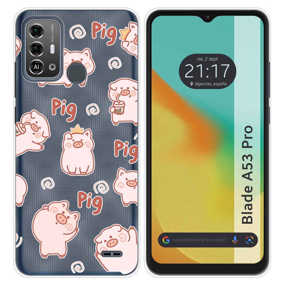 Funda Silicona para Zte Blade A53 Pro diseño Cerdos Dibujos