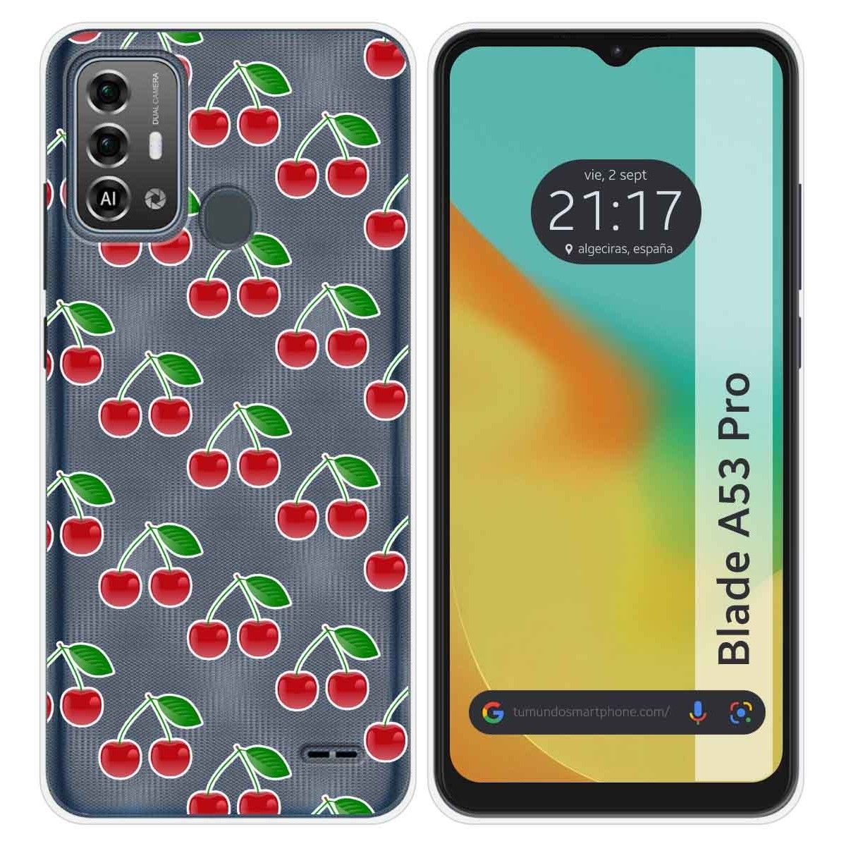 Funda Silicona para Zte Blade A53 Pro diseño Cerezas Dibujos