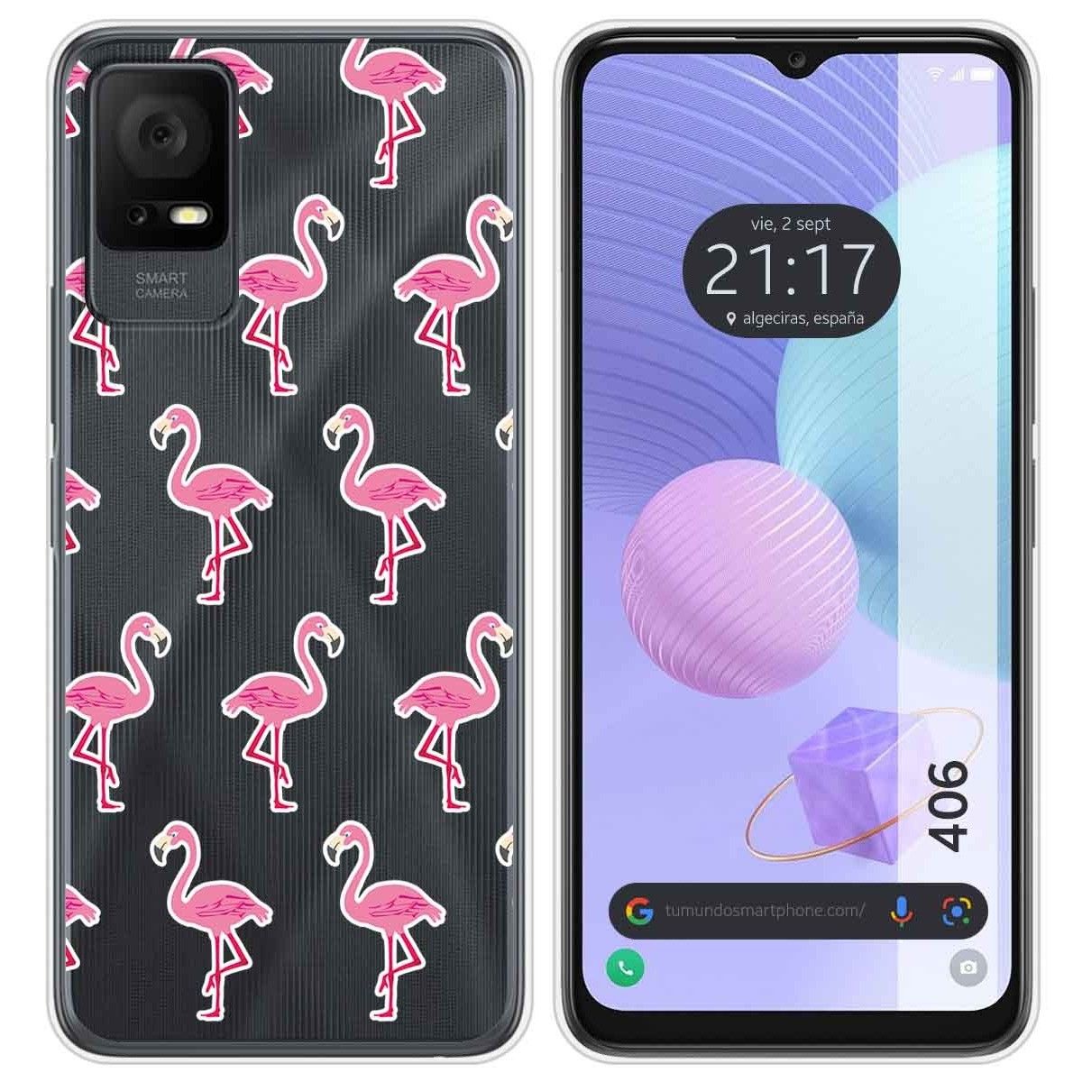 Funda Silicona Transparente para TCL 406 diseño Flamenco Dibujos