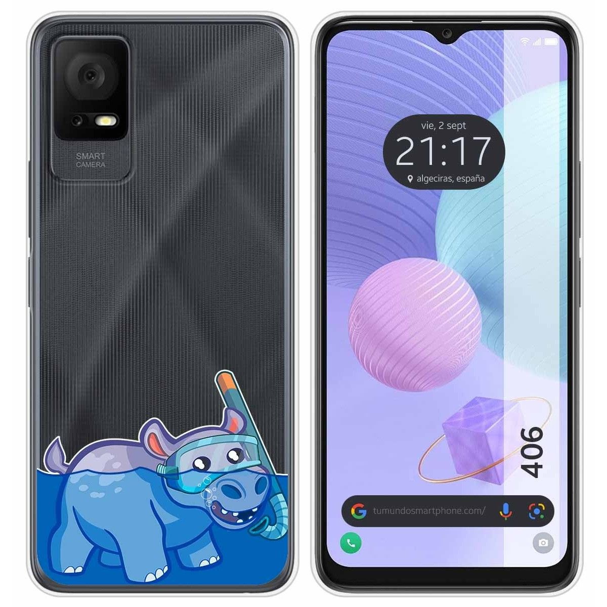 Funda Silicona Transparente para TCL 406 diseño Hipo Dibujos