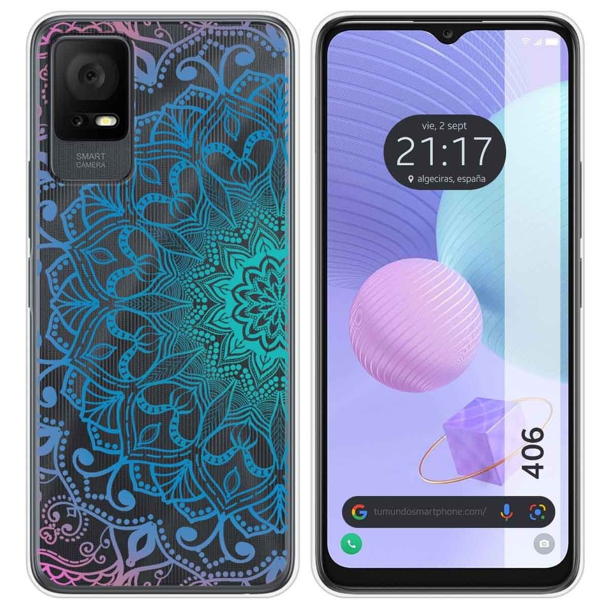 Funda Silicona Transparente para TCL 406 diseño Mandala Dibujos