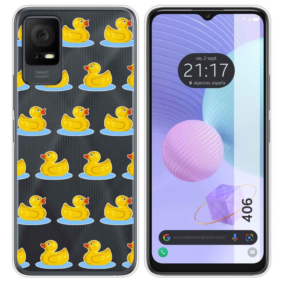 Funda Silicona Transparente para TCL 406 diseño Pato Dibujos
