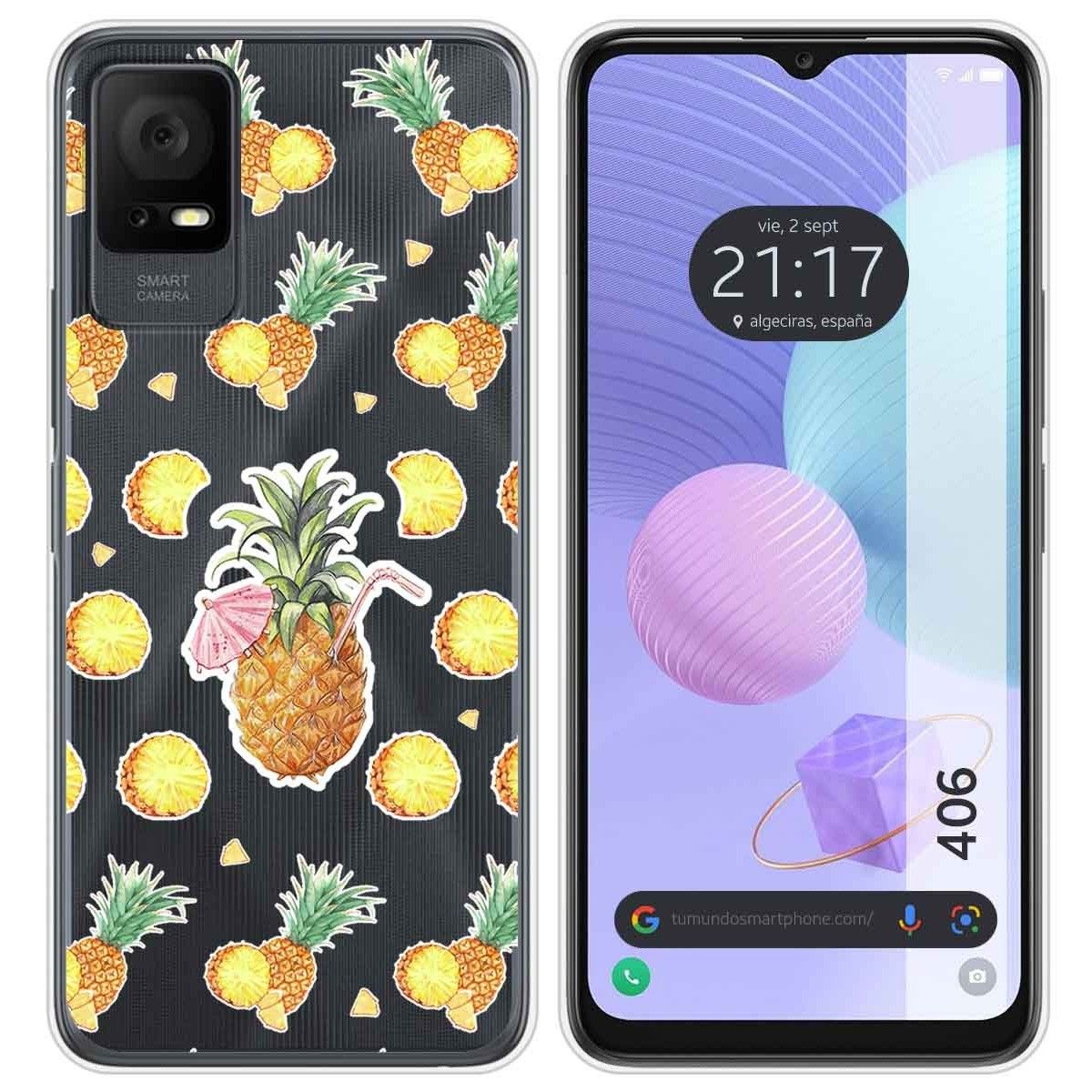 Funda Silicona Transparente para TCL 406 diseño Piña Dibujos