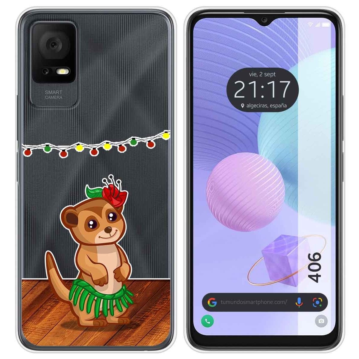 Funda Silicona Transparente para TCL 406 diseño Suricata Dibujos