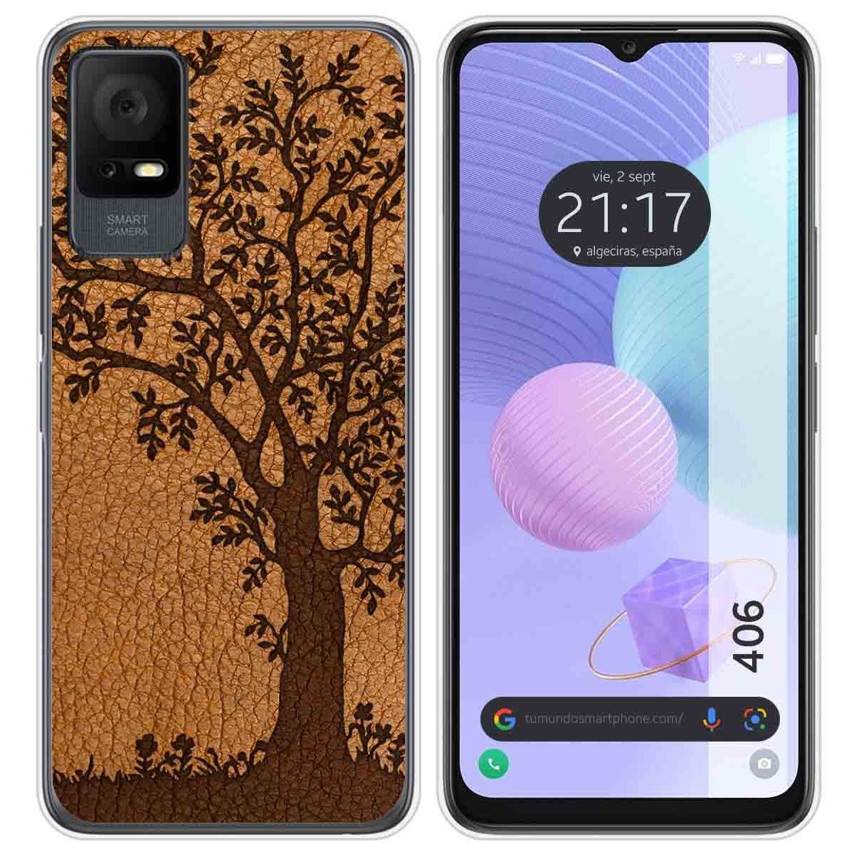 Funda Silicona para TCL 406 diseño Cuero 03 Dibujos