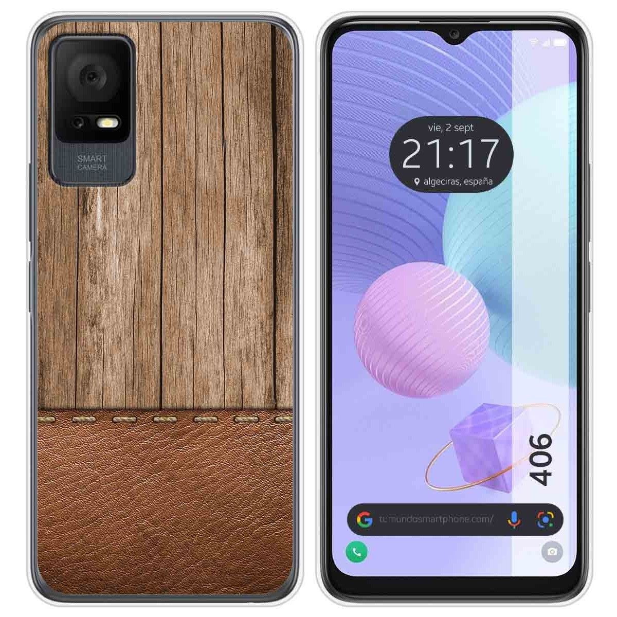 Funda Silicona para TCL 406 diseño Madera 09 Dibujos