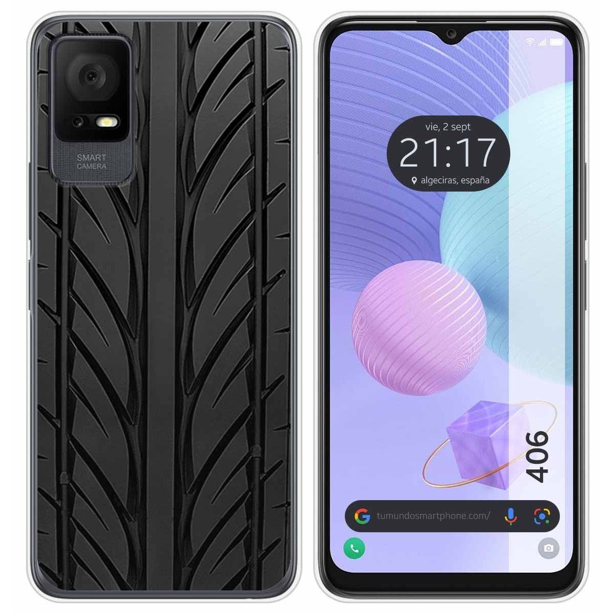 Funda Silicona para TCL 406 diseño Neumatico Dibujos
