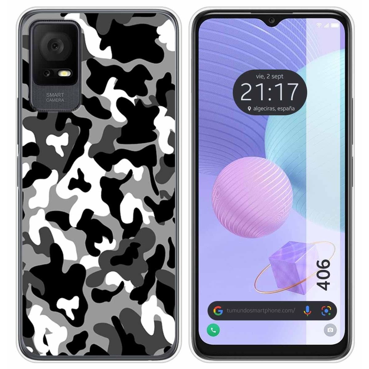 Funda Silicona para TCL 406 diseño Snow Camuflaje Dibujos
