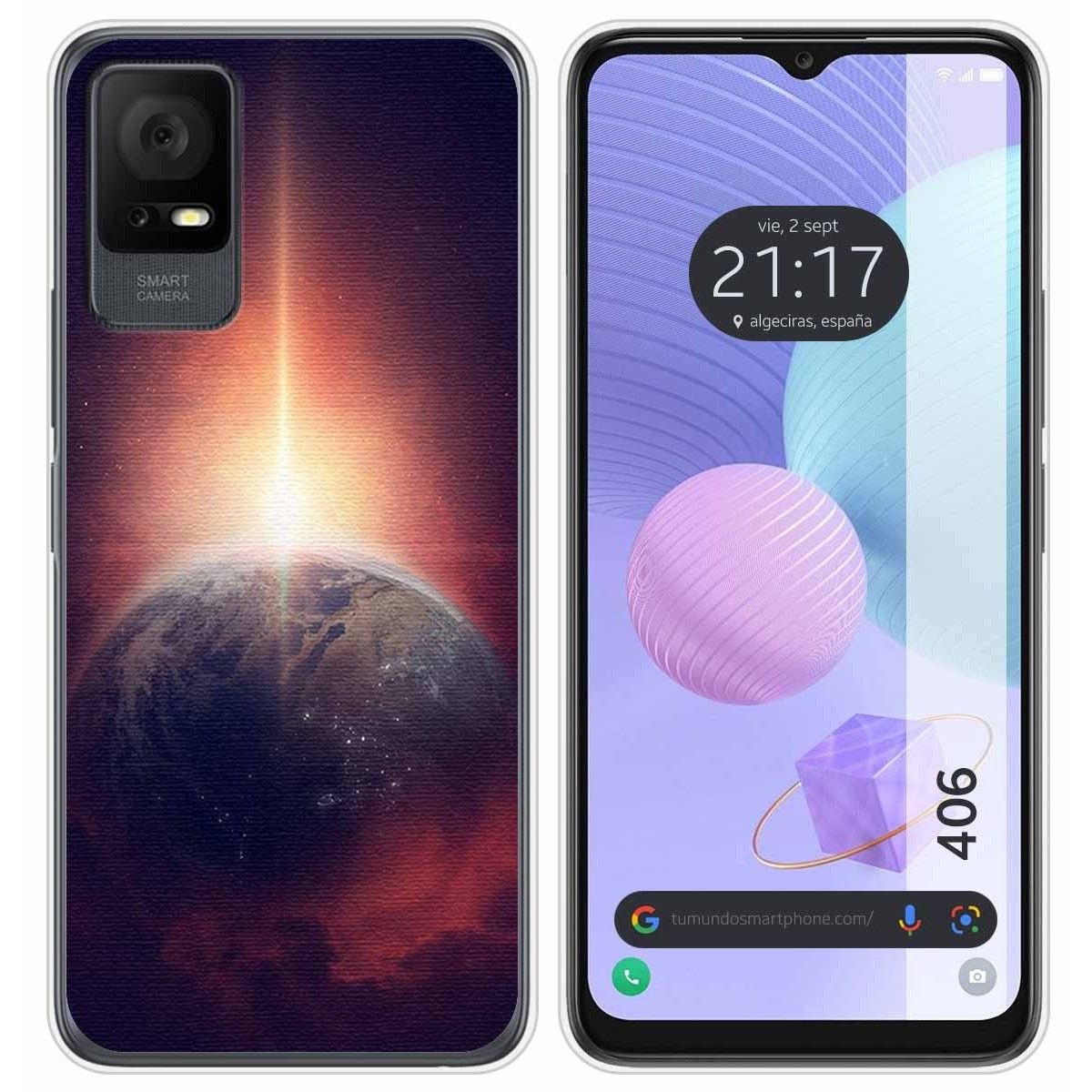 Funda Silicona para TCL 406 diseño Tierra Dibujos