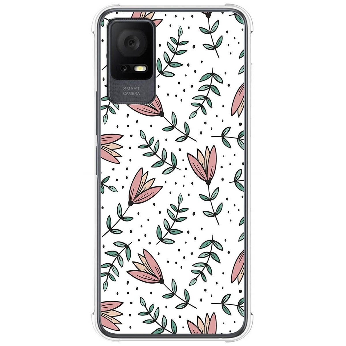 Funda Silicona Antigolpes para TCL 406 diseño Flores 01 Dibujos