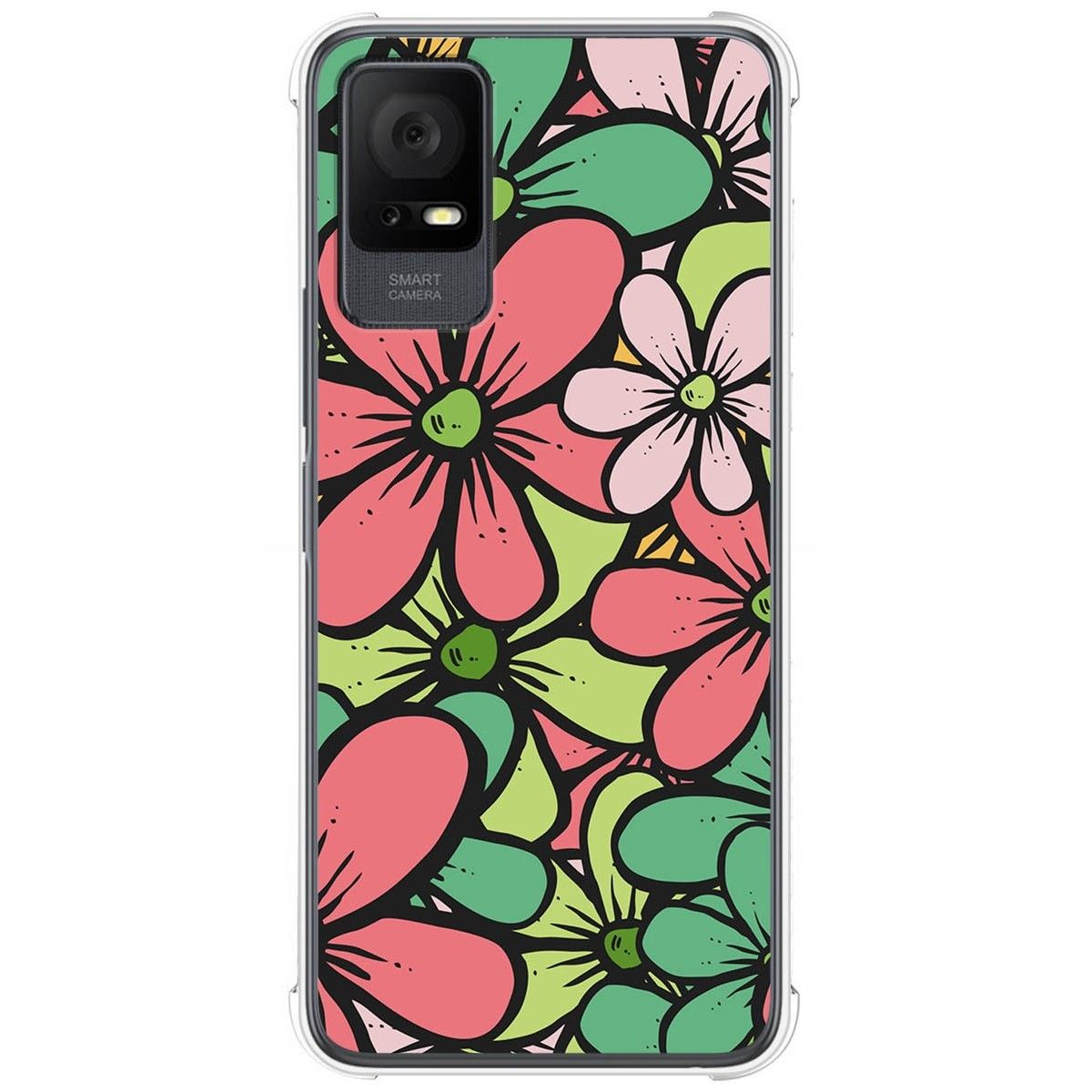 Funda Silicona Antigolpes para TCL 406 diseño Flores 02 Dibujos