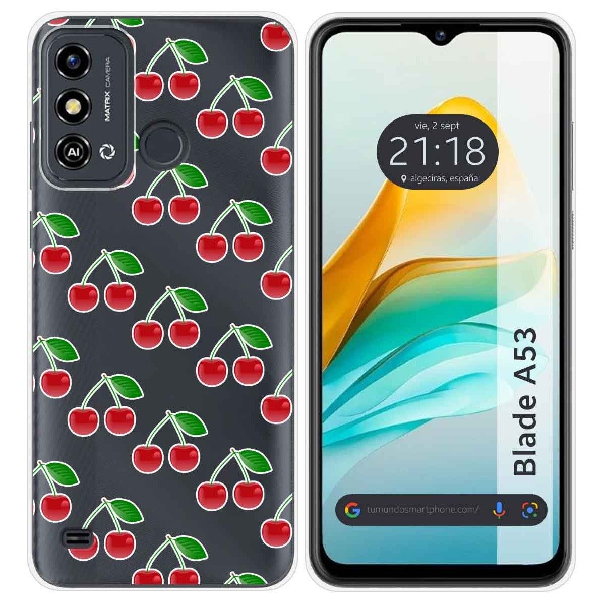 Funda Silicona para Zte Blade A53 diseño Cerezas Dibujos