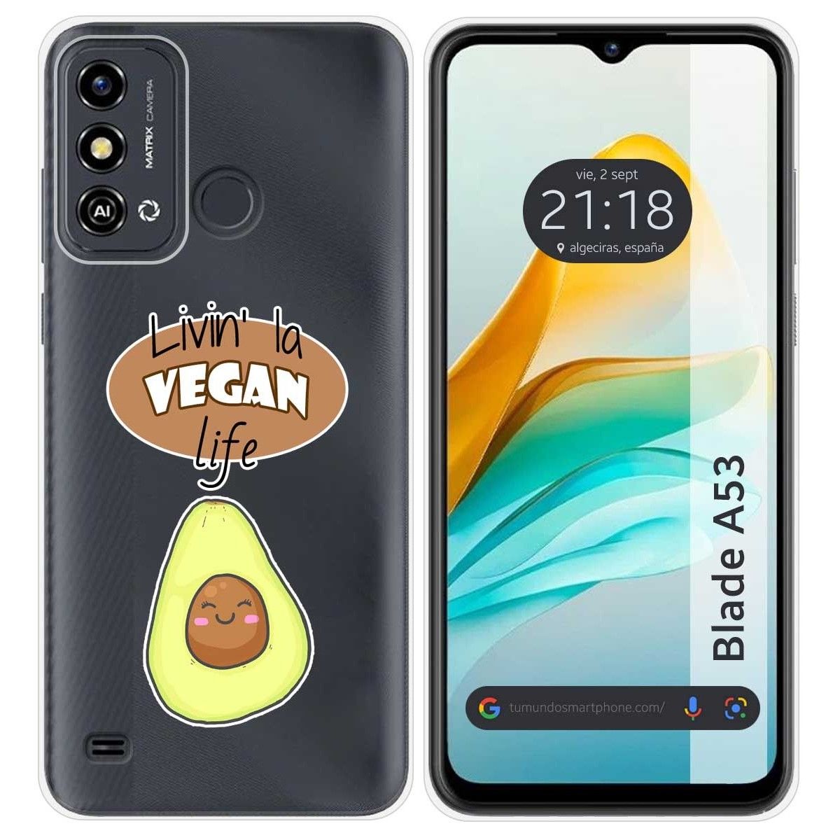 Funda Silicona para Zte Blade A53 diseño Vegan Life Dibujos