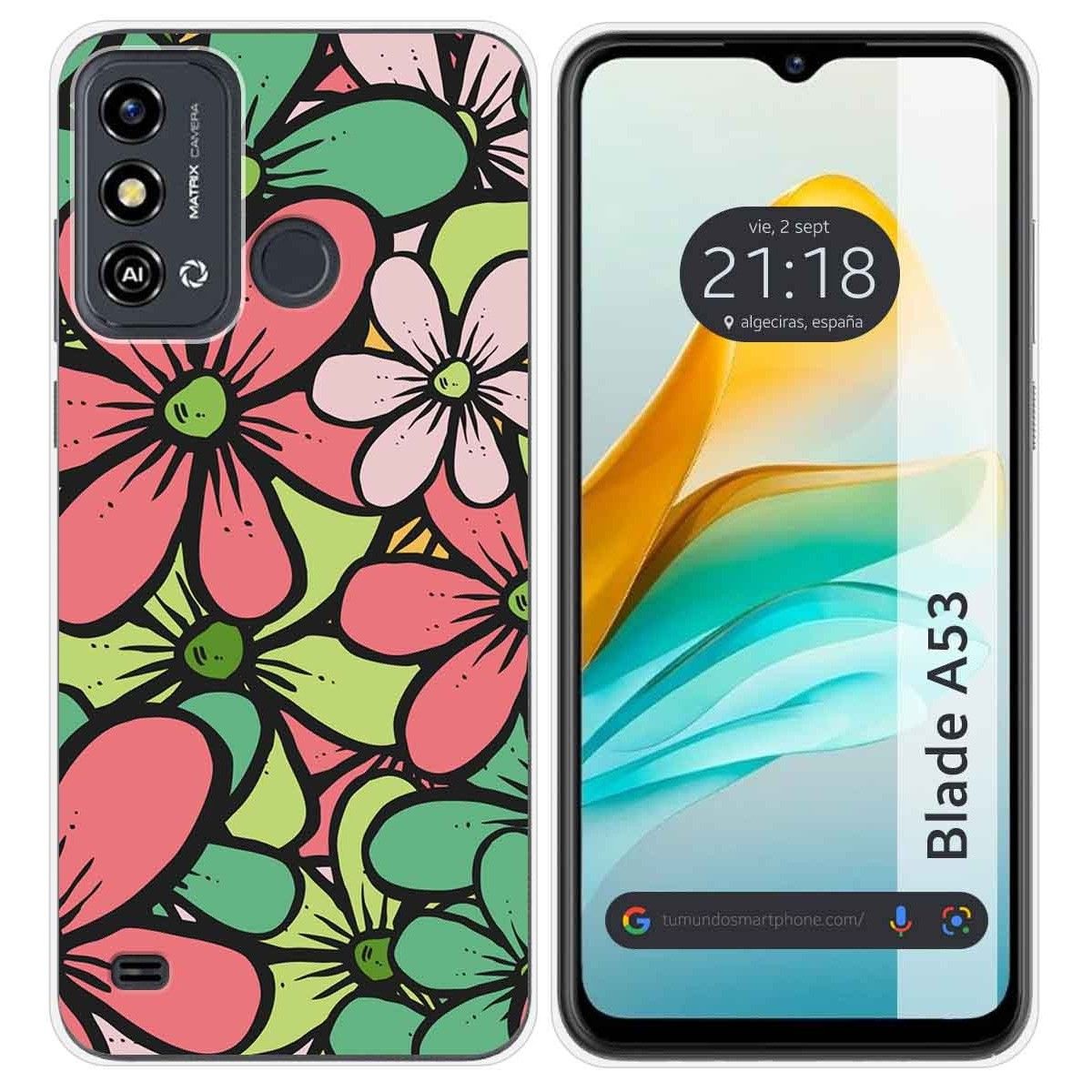 Funda Silicona para Zte Blade A53 diseño Flores 02 Dibujos